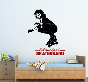 מדבקת קיר - גולשת סקייטבורד - SKATEBOARD