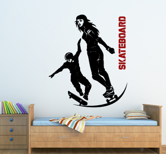 מדבקת קיר - גולשי סקייטבורד - SKATEBOARD