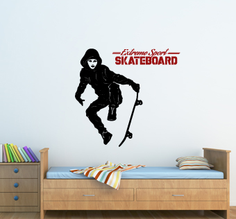 מדבקת קיר - גולשת סקייטבורד - SKATEBOARD