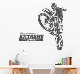 מדבקת קיר - אופנוע מרים גלגל - EXTREME