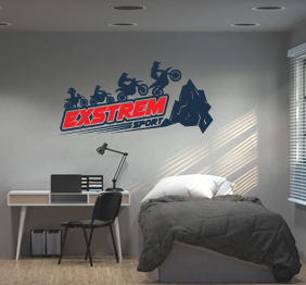 מדבקת קיר - אופנוע לעבר זינוק - EXTREM