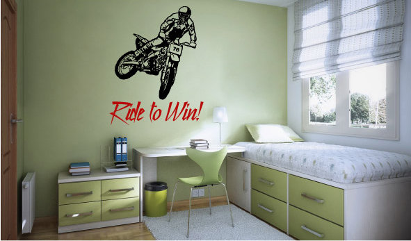 מדבקת קיר - אופנוע משכיב