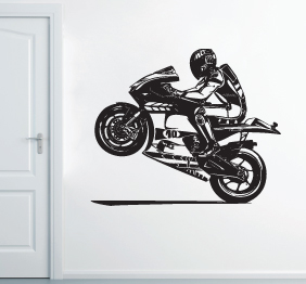 מדבקת קיר - אופנוע כביש בהרמה