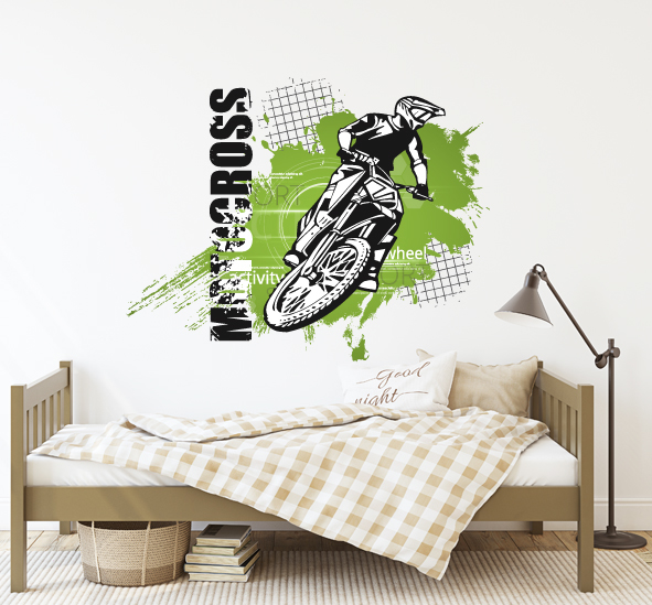 מדבקת קיר - הדפסת טפט וניל - אופנוע MOTOCROSS