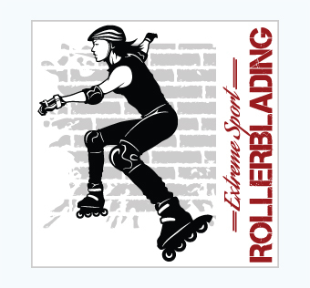 מדבקת קיר - פוסטר וניל - רולרבליידס - EXTREME SPORT ROLLERBLADING,מדבקות קיר ספורט,מדבקות קיר רולרבליידס