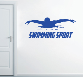 מדבקת קיר - שחיין וטקסט