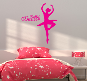 מדבקת קיר - רקדנית בלט וטקסט Ballet Dancer