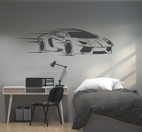 מדבקת קיר - מכונית מהירה בתנועה