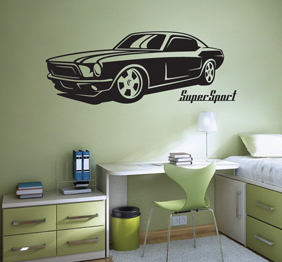 מדבקת קיר - רכב ספורט רטרו