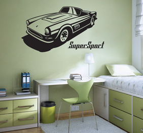 מדבקת קיר - רכב ספורטיבי - רטרו