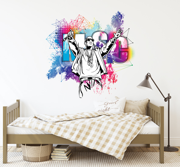 מדבקת קיר - הדפסת טפט וניל - MUSIC RAPPER