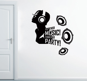 מדבקת קיר - music forever