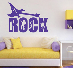 מדבקת קיר - גיטרת רוק ודמויות