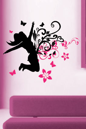 מדבקת קיר - ילדה קופצת 
