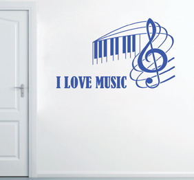 מדבקת קיר - תווים ומוסיקה