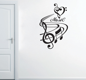 מדבקת קיר - תווים ומוסיקה