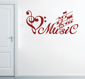 מדבקת קיר - תווים ומוסיקה