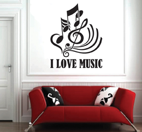 מדבקת קיר - תווים ומוסיקה