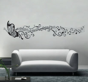 מדבקת קיר - תווי הפרפר בשובל