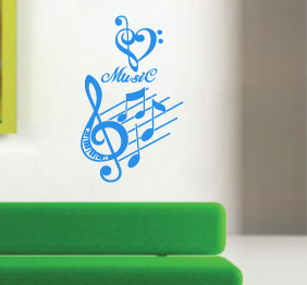 מדבקת קיר - תווים ומוסיקה