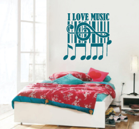 מדבקת קיר - תווים ומוסיקה