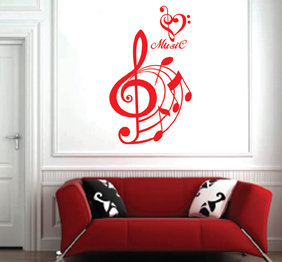 מדבקת קיר - תווים ומוסיקה