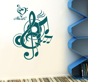 מדבקת קיר - תווים ומוסיקה
