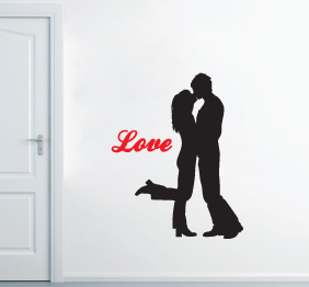 מדבקת קיר - זוג אוהבים וטקסט
