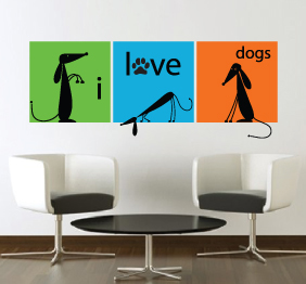 מדבקת קיר בחלקים - כלבים