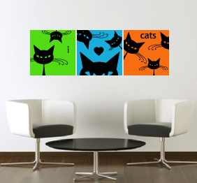 מדבקת קיר בחלקים - חתולים