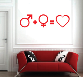 מדבקת קיר - נוסחה לאהבה