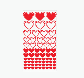 מדבקות קיר בתפזורת - לבבות