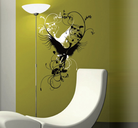 מדבקת קיר - זוג ציפורי גן עדן