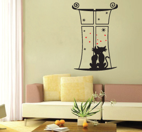 מדבקת קיר - חתולים מאוהבים