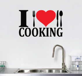 מדבקת קיר - i love cooking