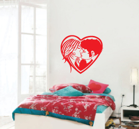 מדבקת קיר - לב האוהבים