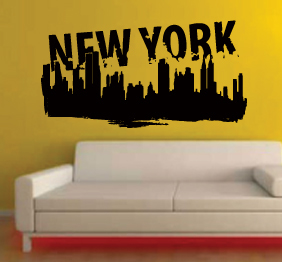 מדבקת קיר - ניו יורק בשילוב טקסט