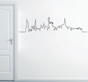 מדבקת קיר - ניו יורק  בקו מתאר