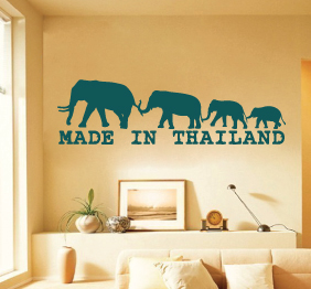 מדבקת קיר - שיירת פילים בתאילנד
