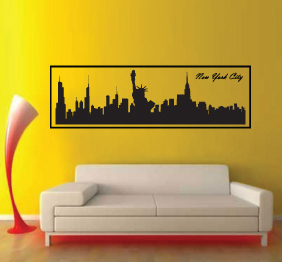 מדבקת קיר - ניו יורק ופסל החירות במסגרת