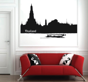 מדבקת קיר - סירת דייגים בתאילנד