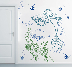 מדבקת קיר - בת הים גדול