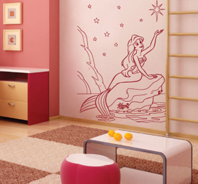 מדבקת קיר - בת הים על סלעים