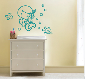 מדבקת קיר - בת הים הקטנה