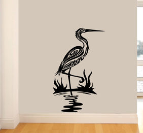 מדבקת קיר - חסידה באגם