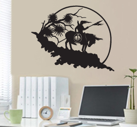 מדבקת קיר - לוחם אינדיאני רכוב על סוס