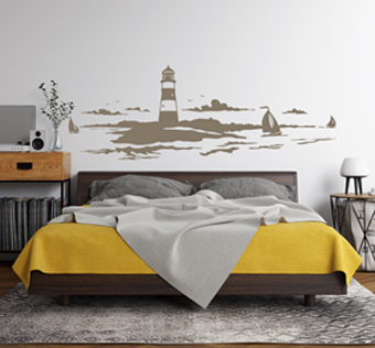 מדבקת קיר - מגדלור לצד מפרשיות