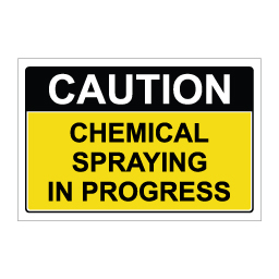 שלט CAUTION Chemical Spraying in Progress | שלט אזהרה ריסוס כימי | אוריון עיצובים שלטי בטיחות