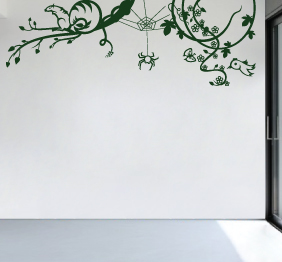 מדבקת קיר - ציפור וסנאי ועכביש 