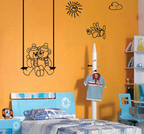 מדבקת קיר - דובים מתנדנדים